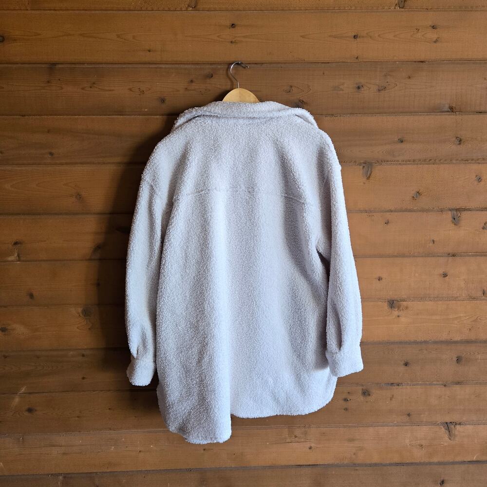 Bagatelle Oversized Faux Shearling Shacket 1X Cream Teddy Coat Button Down Fall - Picture 3 of 7